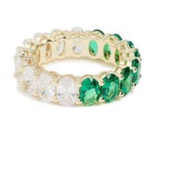 Adina Eden Jewelry - Adina Eden Ring with Green and White Stones size 7
